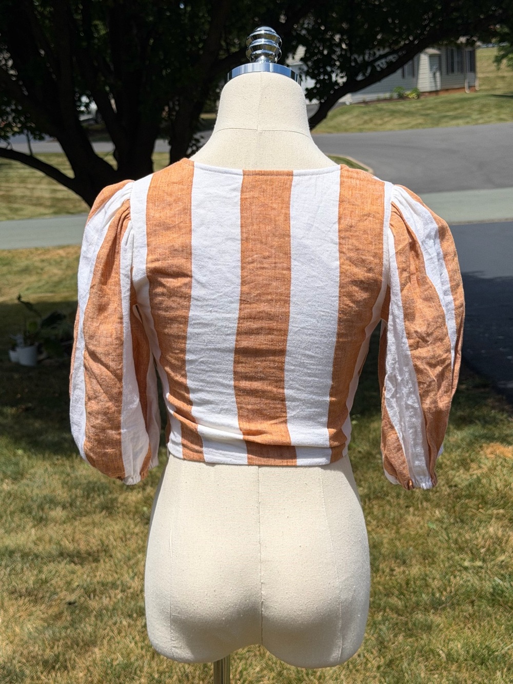 Amanda Uprichard Gloria Euro Summer Linen Blend Tie Front Crop Top Coastal Chic - Picture 9 of 14
